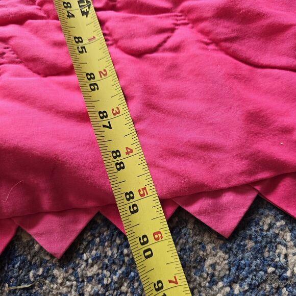 Vintage 1900s Quilt Pink White Hearts Prairie Point Binding Embroidered 90"x 76" - Picture 11 of 12